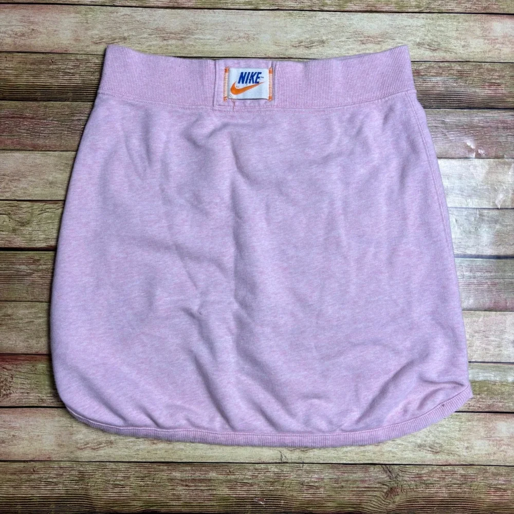 Nike Sportswear Vintage Heather Pink Fleece Athletic Mini Skirt Small